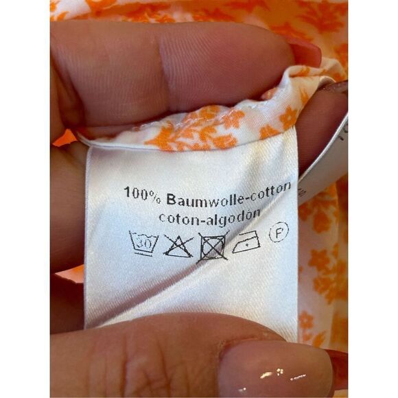 Max Volmary Floral Print Blouse 100% cotton sz 8 orange garden colorful - Picture 9 of 10